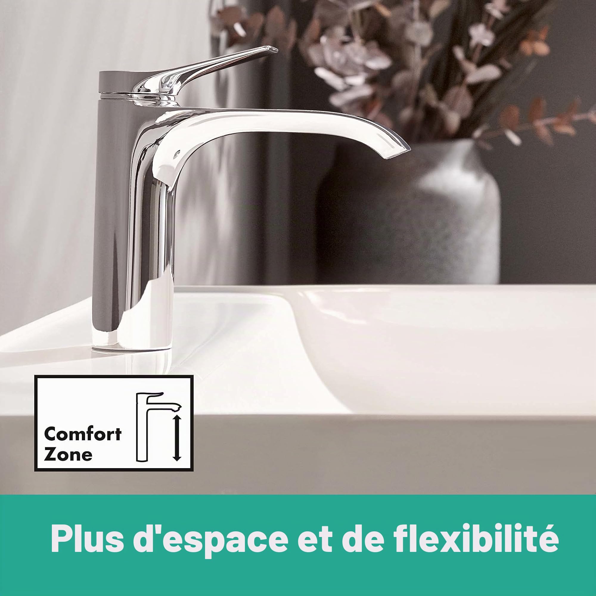 hansgrohe Vivenis Mitigeur de lavabo 110 sans tirette ni vidage, chromé, 75022000