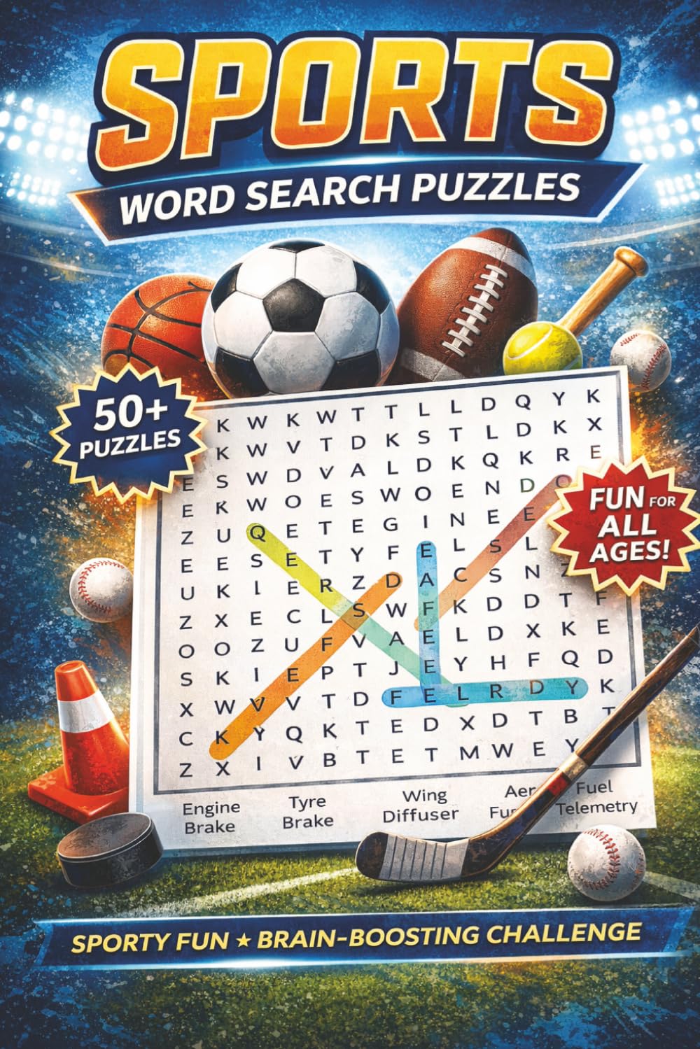 Sports Themed Word Search Puzzle Book: Word Searches with Easy to Read Print about Baseball, Football, Basketball, Soccer and More | 6X9 inches, 110 pages