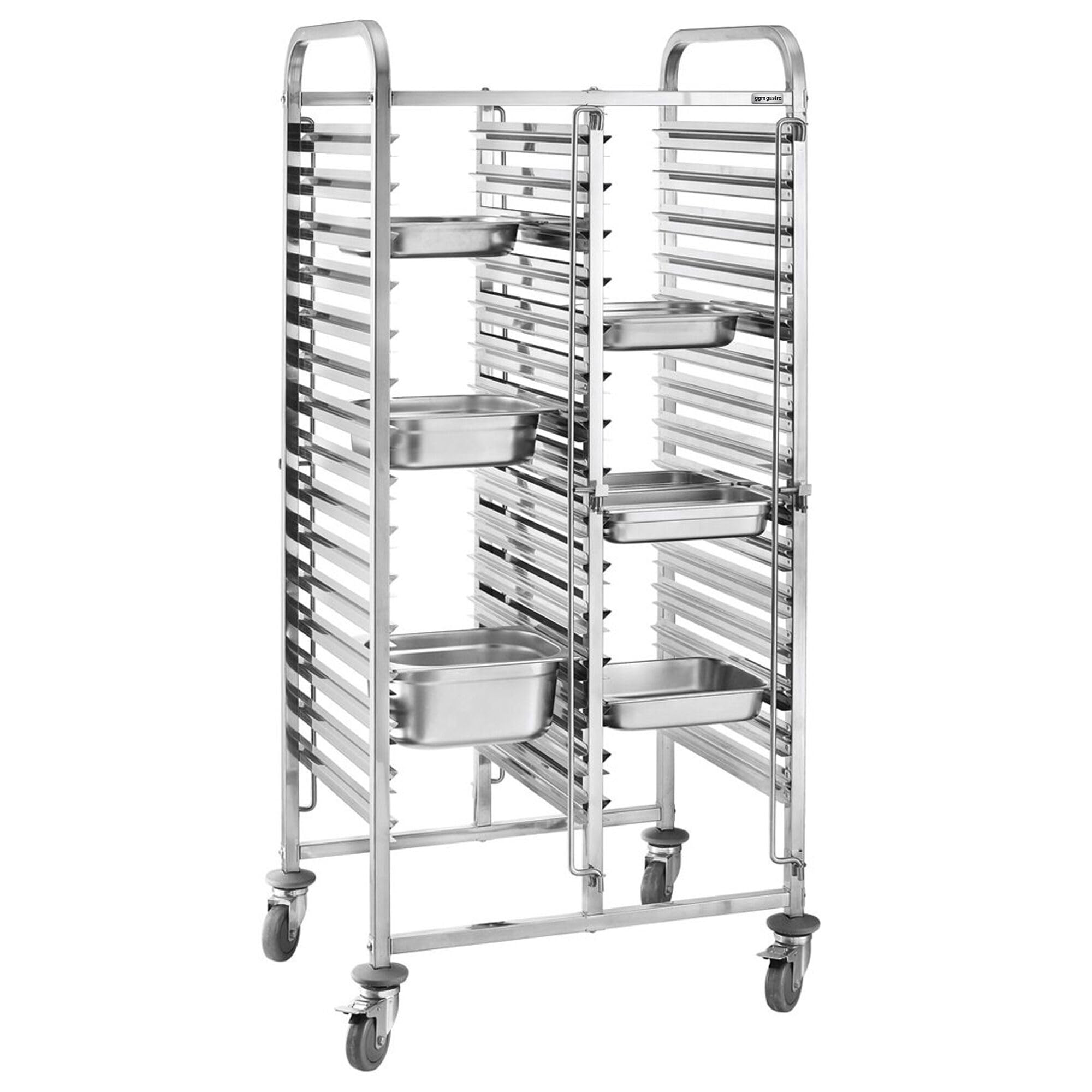 GGM Gastro | TWDH1611 | Tablettwagen - doppelt - für 32 Tabletts GN 1/1