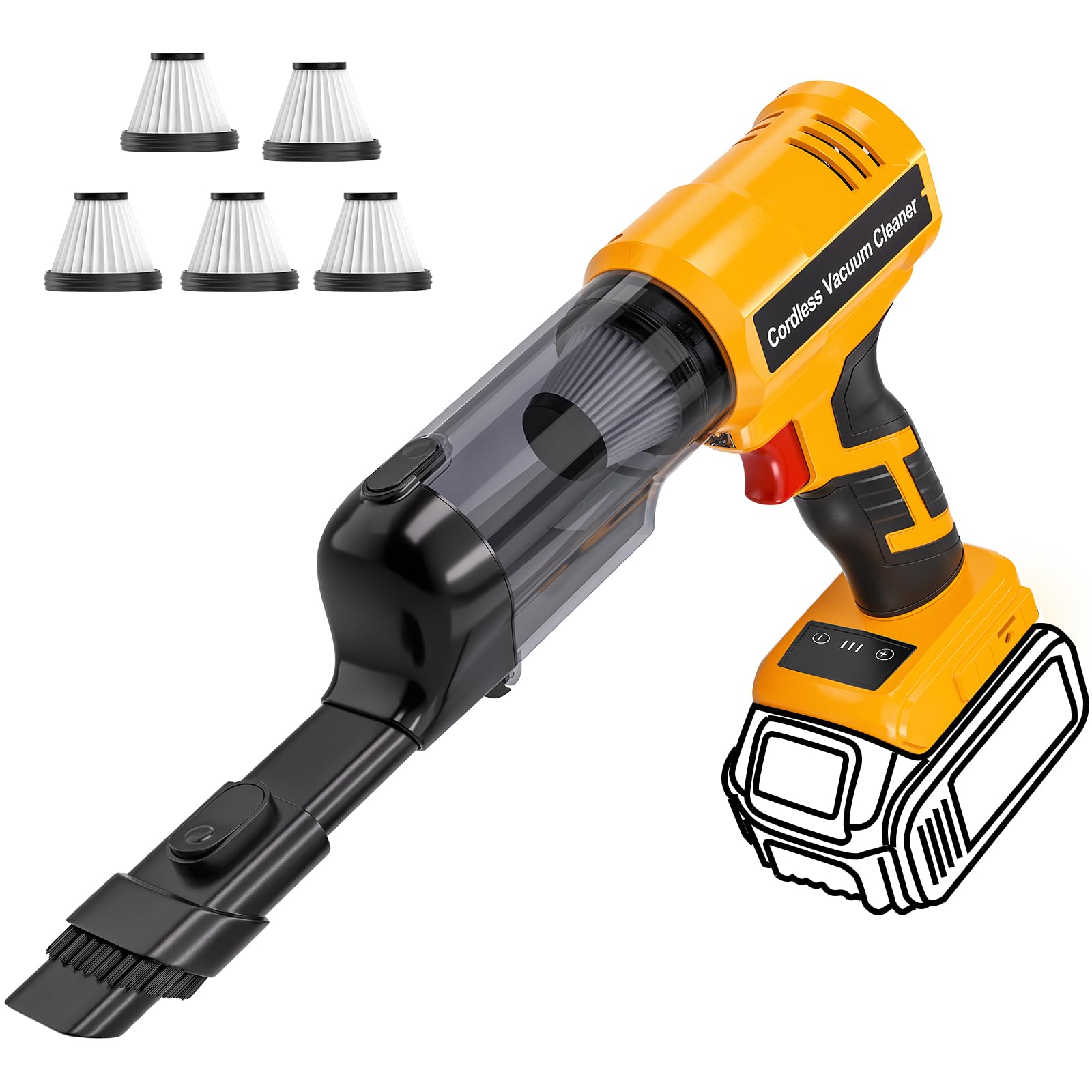 Adisipsoarin Cordless Vacuum Cleaner for Dewalt 20V Battery, Electric Handheld Vacuum Cleaner with 105AW Powerful Suction, Portable Vacuum Cleaner for Floor, Carpet, Car, Home (Battery Not Included)