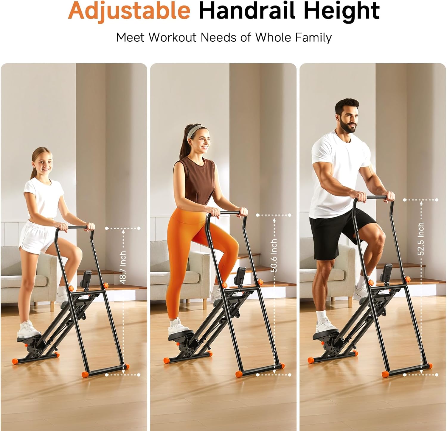 Hitgo Stair Stepper for Home Gym Exercise Stairmaster for Full-Body Workout, Compact Folding Stair Climber with Extended Step Range, Adjustable Handlebar Pedal