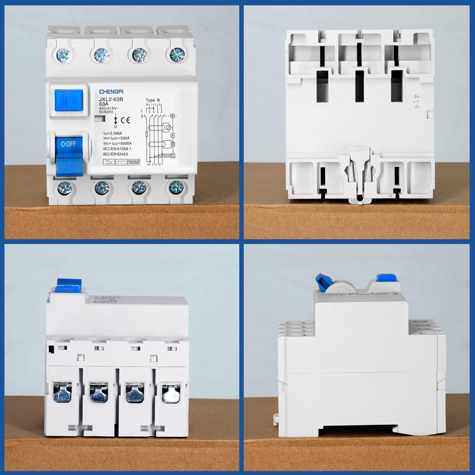 Vollstromempfindlicher FI Schalter,fi Schutzschalter Typ B 63A 300mA /4-Pol/Fehlerstromschutzschalter Allstromsensitiver Schutzschalter