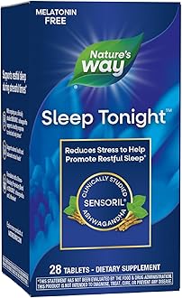 Nature's Way Sleep Tonight, Stress-Reducing Formula to Promote Restful Sleep*, With Ashwagandha and L-Theanine, Melatonin free, Vegan, 28 Tablets (Packaging May Vary)