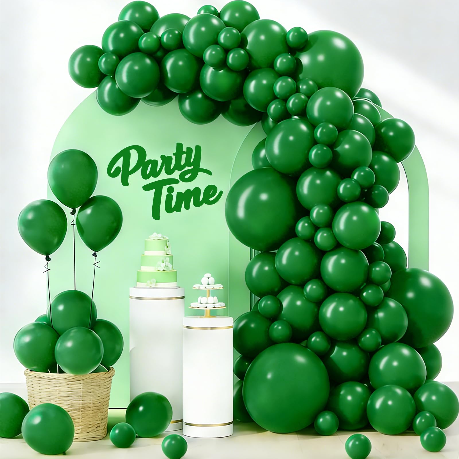 Dark Green Balloons, 102pcs Dark Green Balloon Arch Kit, Latex Balloons, 18 12 10 5 Inch Different Sizes Balloon Garland, Ideal for Wedding, St. Patrick's Day, Baby Shower, Garden Party Decorations