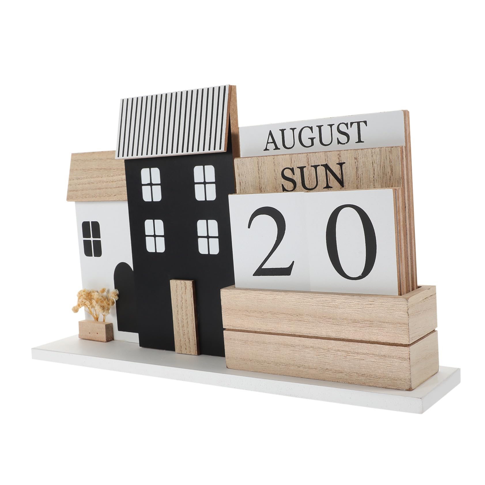 Ewiger Holzkalender Tischkalender Wiederverwendbar Stehender Schreibtischkalender mit Wochen Datumsanzeige Dekoratives Holzdesktop Zubehör für Büro und Zuhause