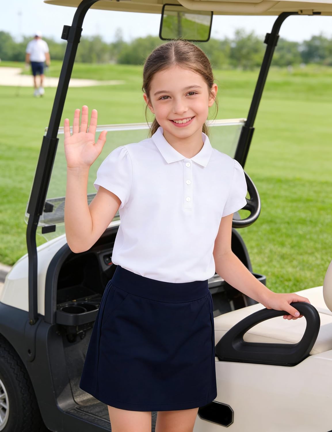 KEREDA Shool Uniform Shirts for Girls Cotton Polo Shirts Puff Sleeve with Button for Kids Golf Tennis Tops - Image 7
