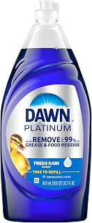 Dawn Platinum Dishwashing Liquid Fresh Rain Scent 32.7oz - 4X Faster Grease Cleaning Power, Tough on Messes