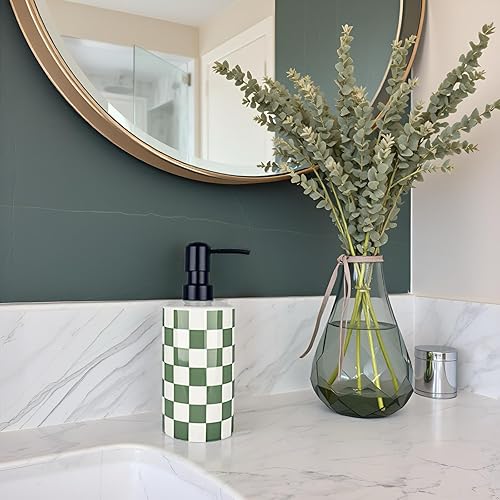 Miniatura 5 de Dispensador de jabón de manos, dispensador de jabón de baño con bomba de acero inoxidable, botellas de loción de loción de cerámica para baño,