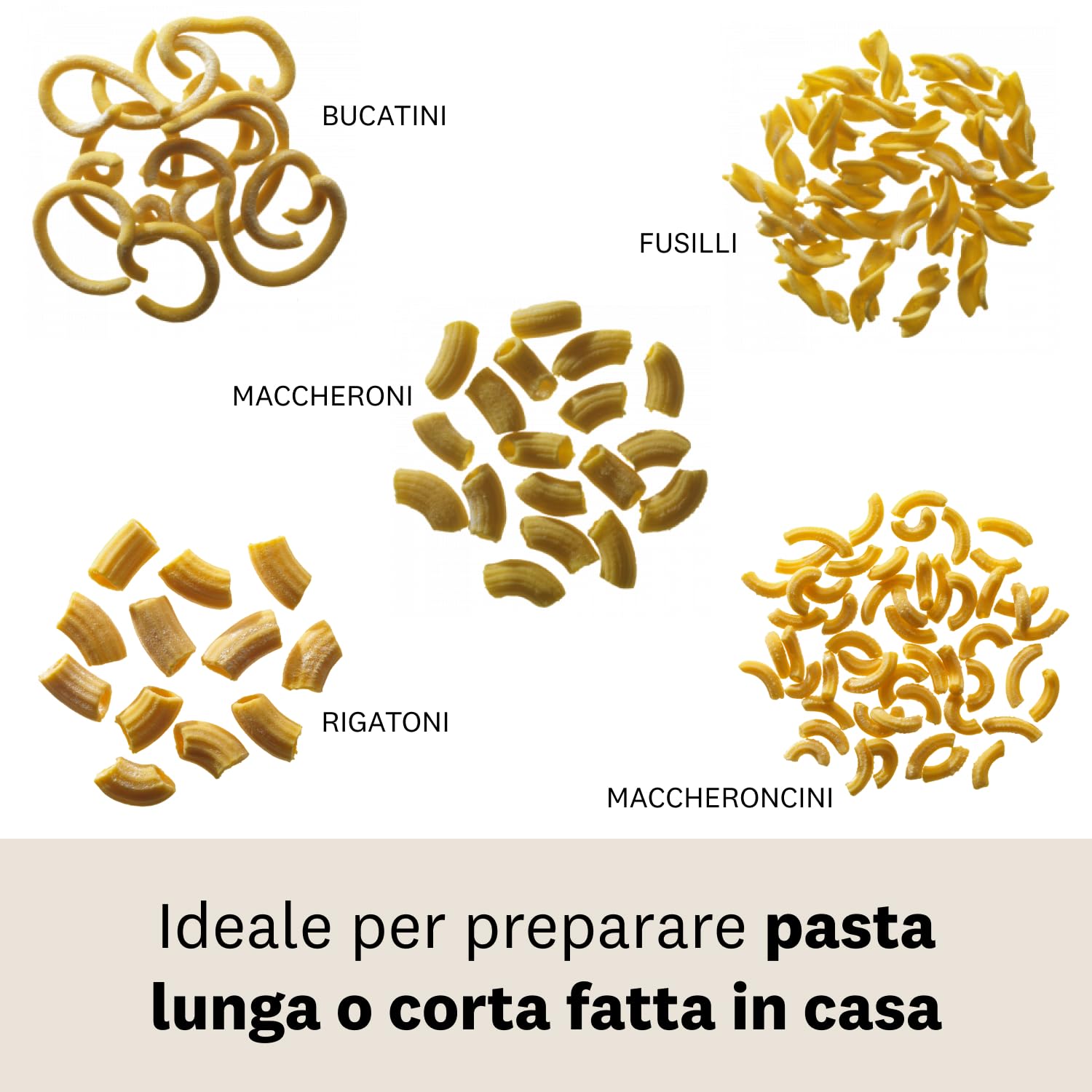 Marcato RE17-REGINA Macchina Manuale per Pasta Estrusa Corta e Lunga, Plastica, Bianco, Linea Premium.