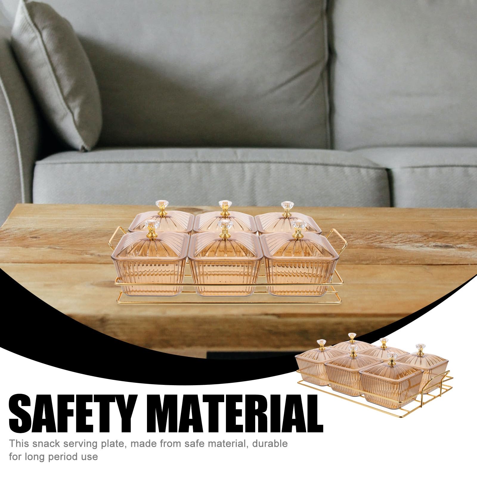 Bandeja para Aperitivos Decorativa con Diseño Moderno de Hierro Dorado 1 Set Funcional y Elegante para Servir Snacks en Reuniones y Eventos Reutilizable