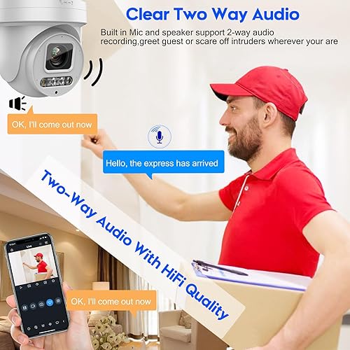 Miniatura 5 de Compatible con Hikvision 4K PTZ 8MP cámara IP PoE a todo color, zoom óptico 5X 2.7  0.531 in, detección de humanos y vehículos AI, focos de 98 pies