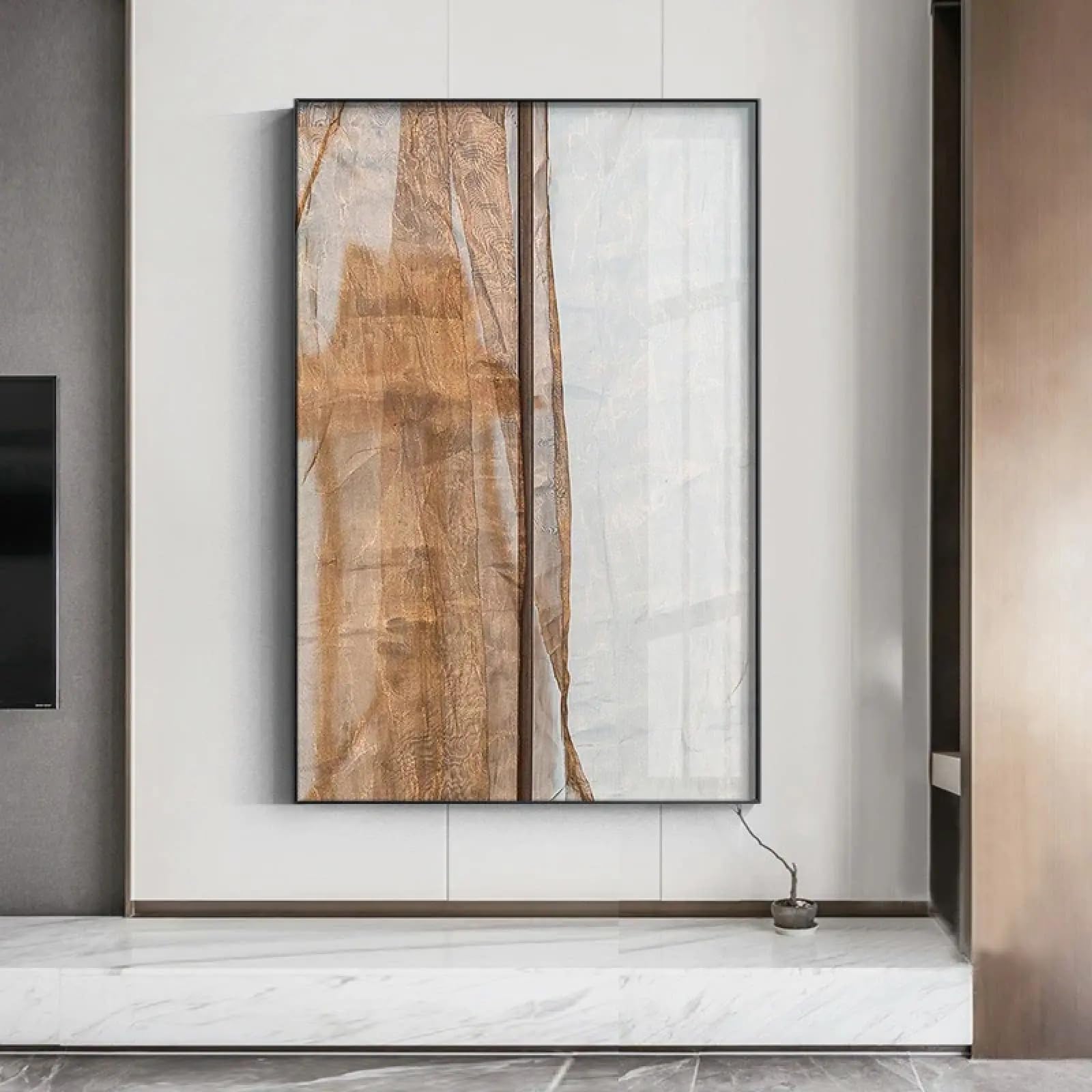 Toile d'art mural abstrait bronze marron 50x70cm | Impression industrielle sans cadre