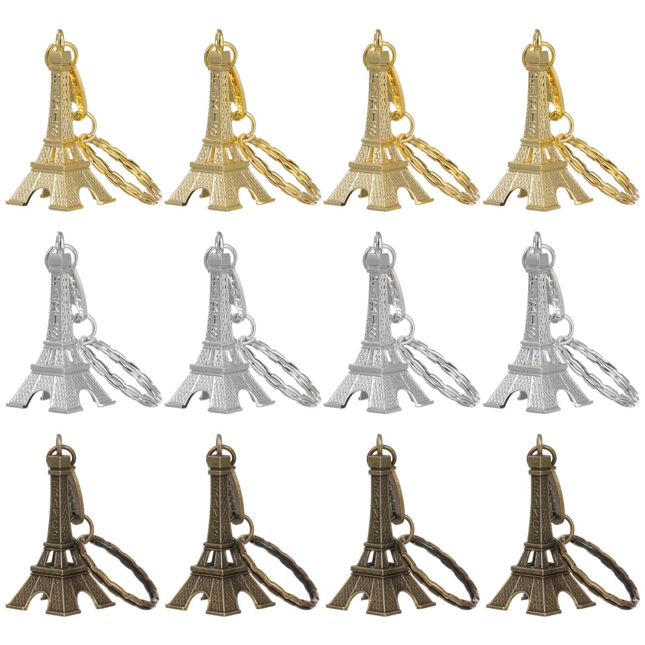 6 Portachiavi Torre Eiffel - Design Retr&ograve;, In Lega Di Zinco, Colore Oro, Regalo Ideale