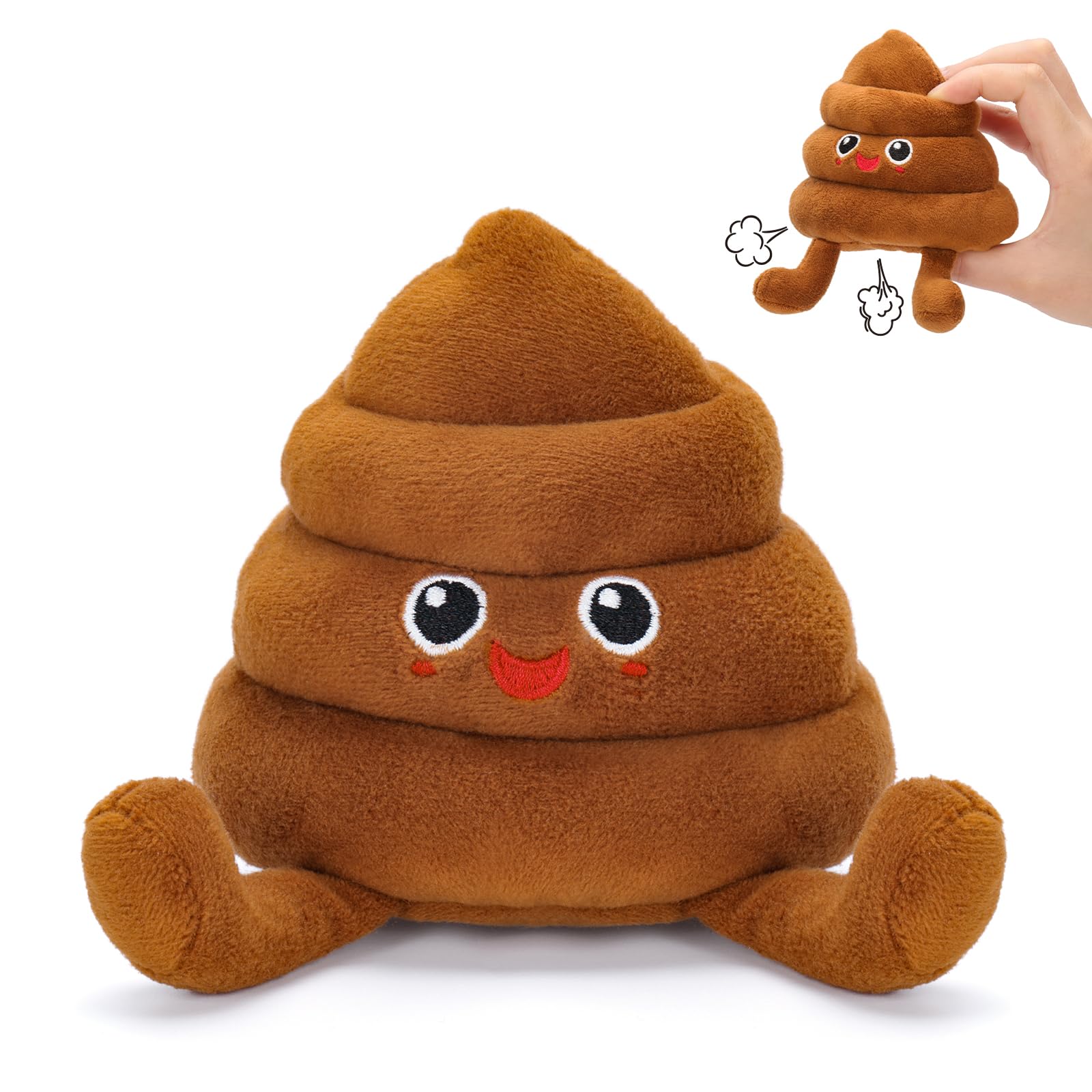 Funny Poop Plush Toy with 4 Fart Sounds – Fart Blaster Noise Maker – Realistic Fake Poop for Pranks, Jokes – Funny Gag Gift for Pets, Kids, Adults