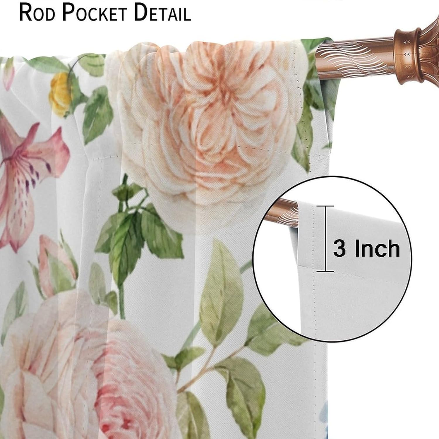Colorful Floral Curtains Watercolor Spring Botanical Aesthetic Wildflower Nature Rustic Art Printed for Girls Women Bedroom Living Room Rod Pocket Decoration Window Drapes 2 Panels W42xL84in