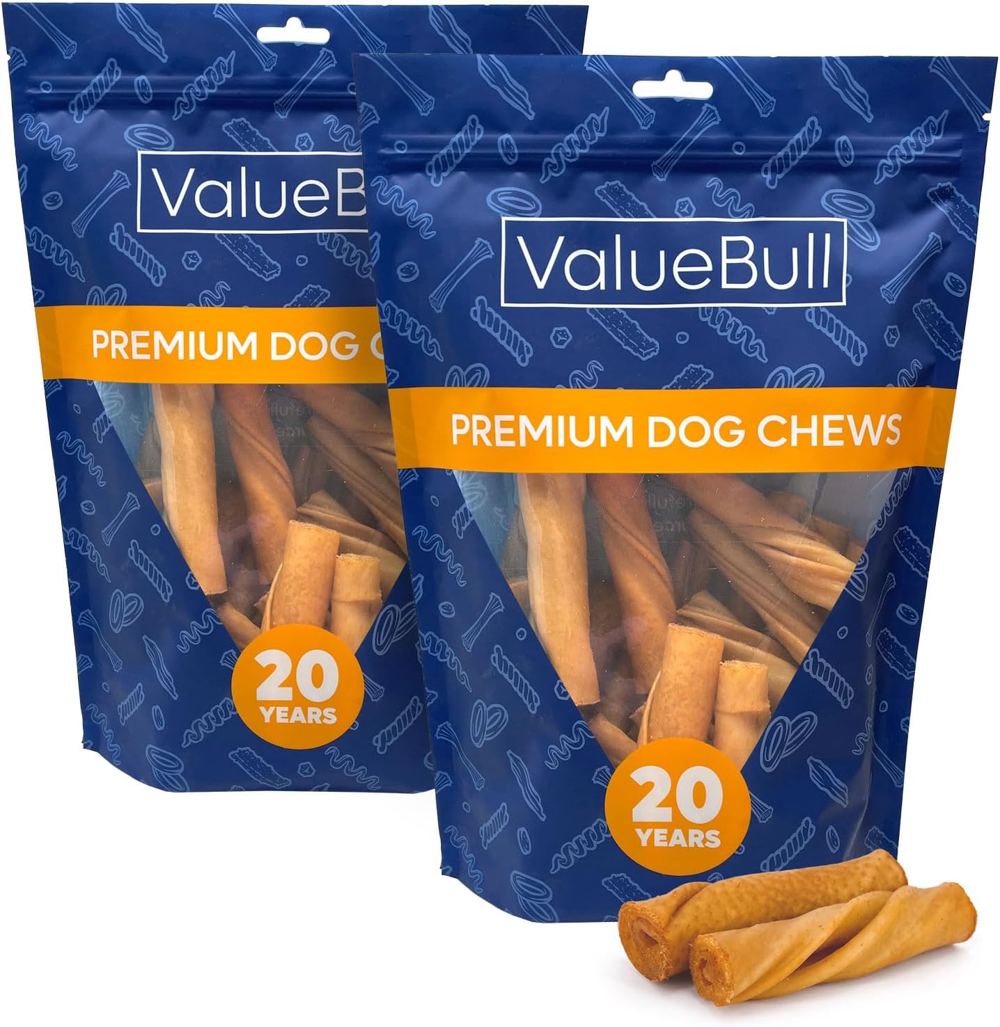 ValueBull USA Pig Skin Twists, Small, Smoked, 200 Count Bulk Pack - Natural & Safe, USA Pork Hide, Long Lasting, Chemical Free, No Artificial Flavors