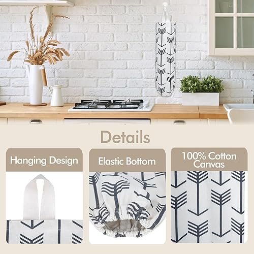 Miniatura 4 de Soporte para bolsas de plástico, soporte para bolsa de comestibles lavable, organizador de bolsas de plástico para montaje en pared, dispensador de