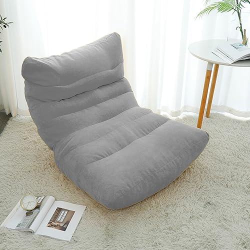 Funda para silla puff (sin relleno), funda para sofá perezoso sin relleno, tela de lino, puf, puff para sofá, tatami, lavable, ultra suave, gris disponible en Yaxa Peru