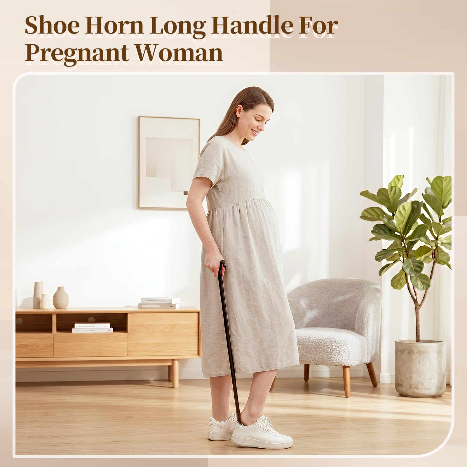 Fanwer Bastón de vestir de 35.5 pulgadas de largo, cuerno de zapatos con mango largo para personas mayores, herramienta para quitar calcetines, ajustable, para personas con discapacidad y problemas de