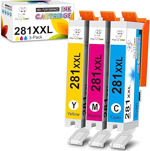 MS DEER Cartuchos de tinta compatibles 281 de repuesto para impresora Canon CLI-281 XXL 280 281XXL de alto rendimiento para impresora Canon Pixma