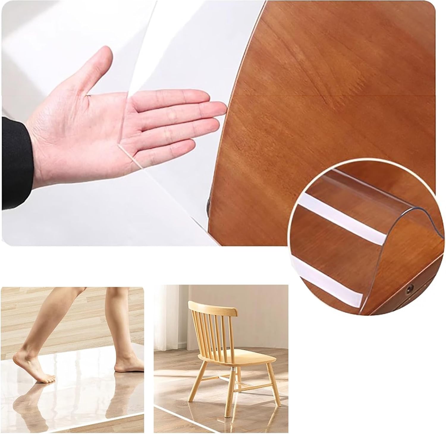 ハードウッドフロア用デスクフロアマット カーペット用オフィスチェアマット 厚さ1.5mm 滑り止め 防水 掃除/カットが簡単 屋内