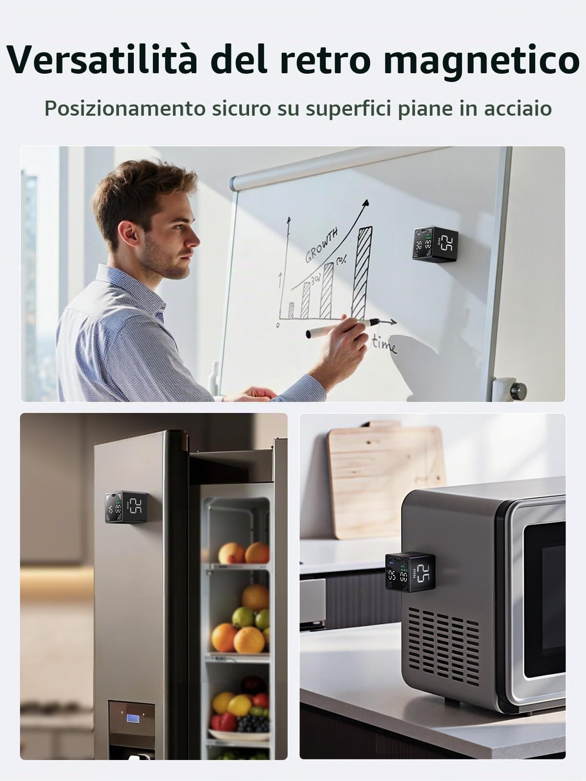 Ticktime T4 Pomodoro Timer Per Studio, Lavoro, Attività, ADHD, Cucina | Timer Pomodoro, Flip 5/25/30/60 min Countdown, Timer e Cronometro, 3 Opzioni Avviso, Display Chiaro, Flip Pausa & Riprendi