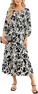 Bluetime Women 3/4 Sleeve Summer Maxi Dress