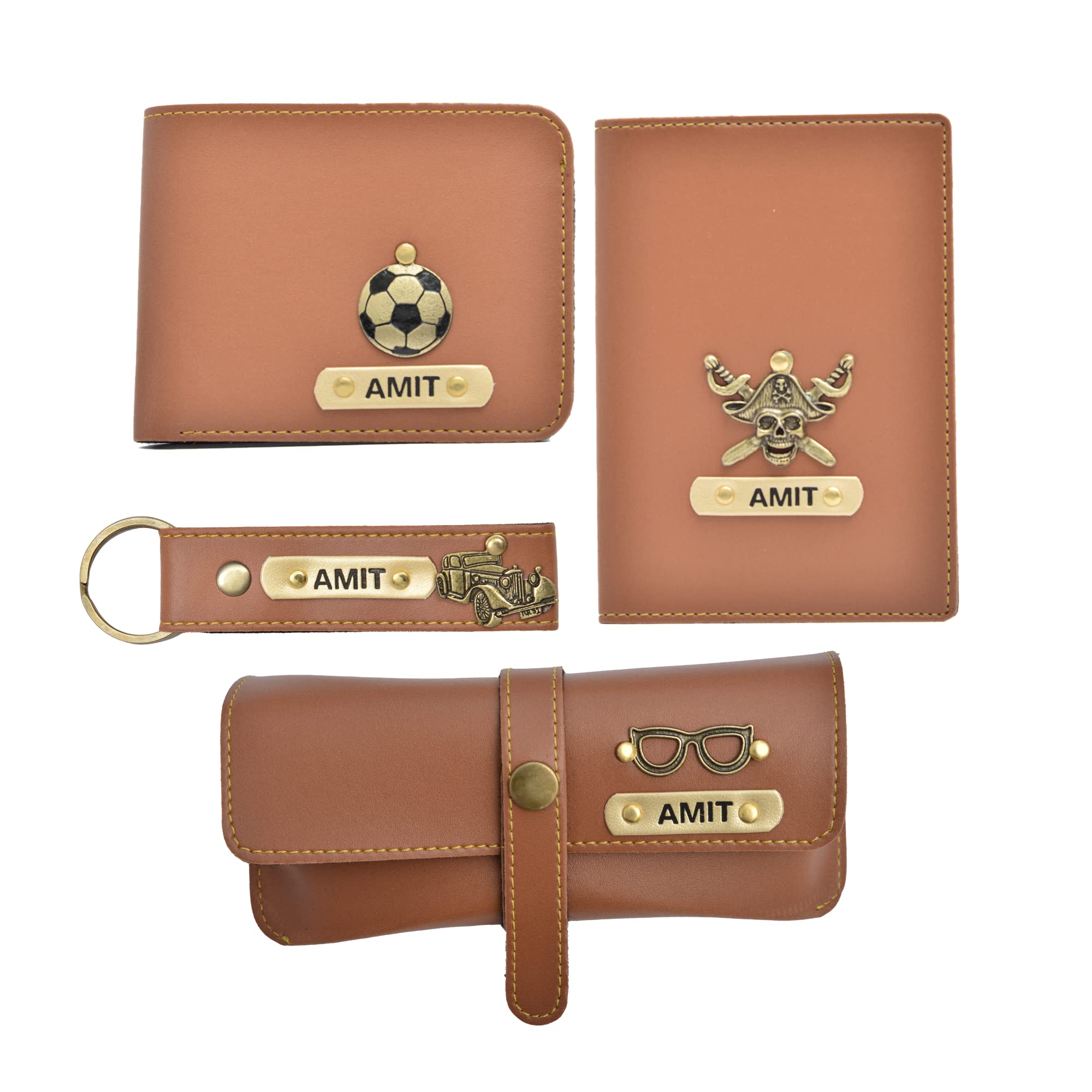 YOUR GIFT STUDIO Customized Leather 4 Pcs Gift Set for Men | Personalised Gift for Husband, Father, Brother and Friend | Customized Birthday Gift for Husband with Name Engrave (B09F3L6M8Q) Amazon Price History, Amazon Price Tracker