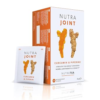 Nutra Tea NutraJoint Joint Care Tea Joint Mobility and Flexibility Curcumin, Green Tea and Piperine 20 Enveloped Tea Bags Herbal Infusion 1 Pack