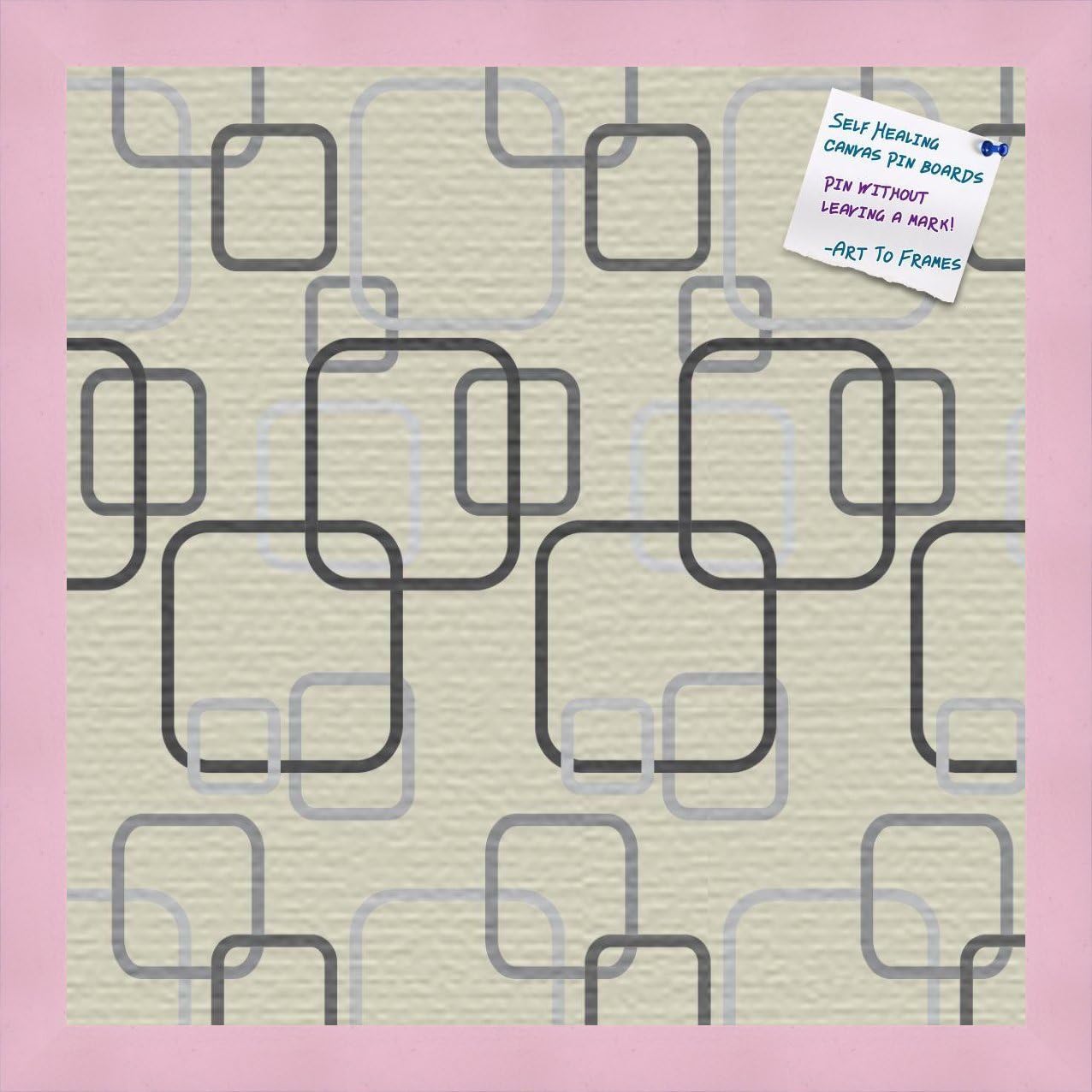 PinPix Decorative pin Cork Bulletin Board Made from Canvas, Printed at 16x16 Inches and Framed in Baby Pink Stain on Beech (PinPix-593)