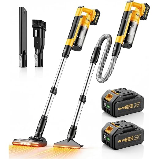 qimedo 8000mAh Cordless Vacuum Cleaner with 2 Batteries, 700W Powerful Suction, 90 Inch Extension Tube & 2L Dust Cup, 7 in 1 Stick Vacuum for Home, Hardwood Floor, Pet Hair, Dorm