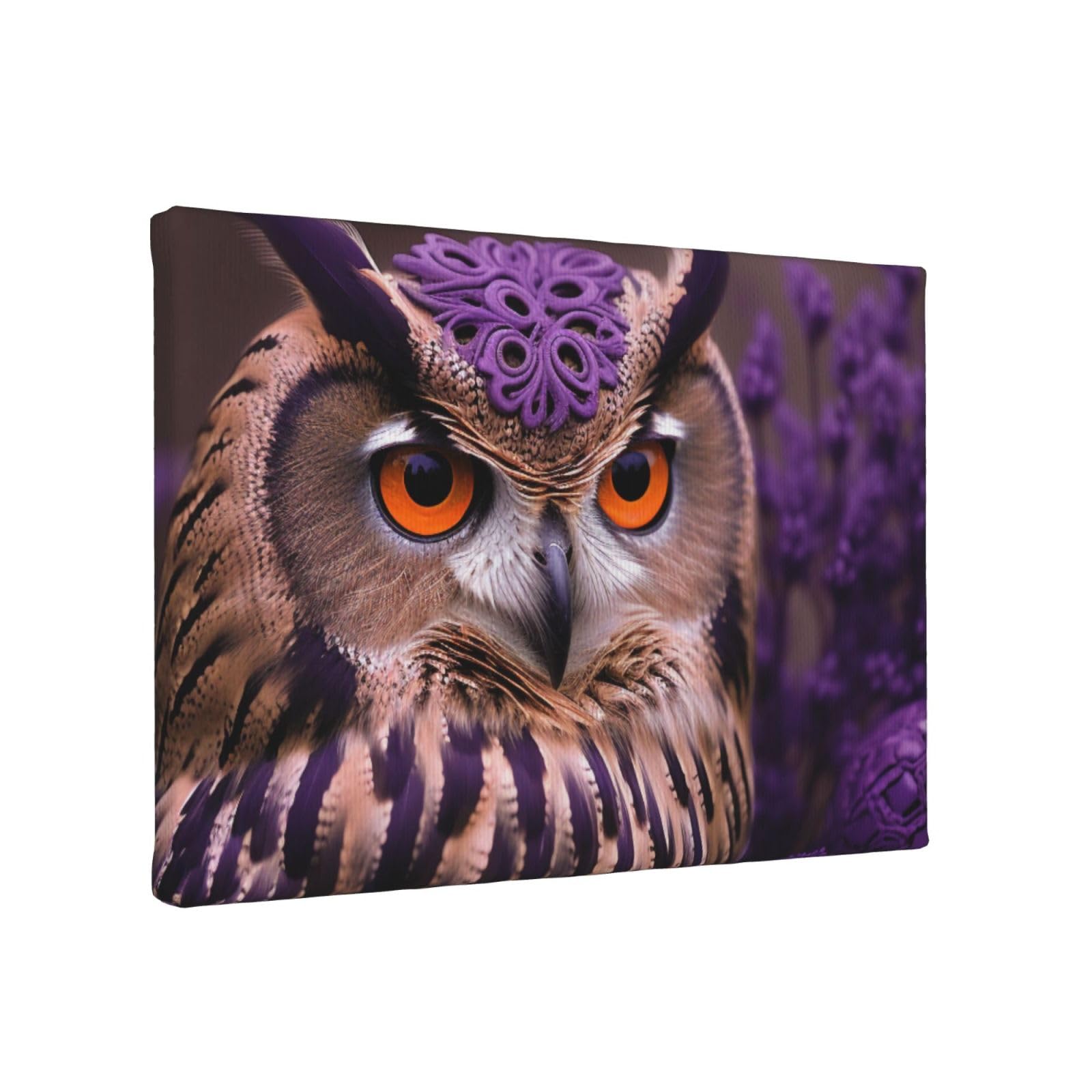 YKLJG Owl in the Flowers Printed Wall Art Canvas Painting 30x20 CM Wooden Framed Picture Painting Artwork Prints for Bedroom Kitchen Home Office Decor