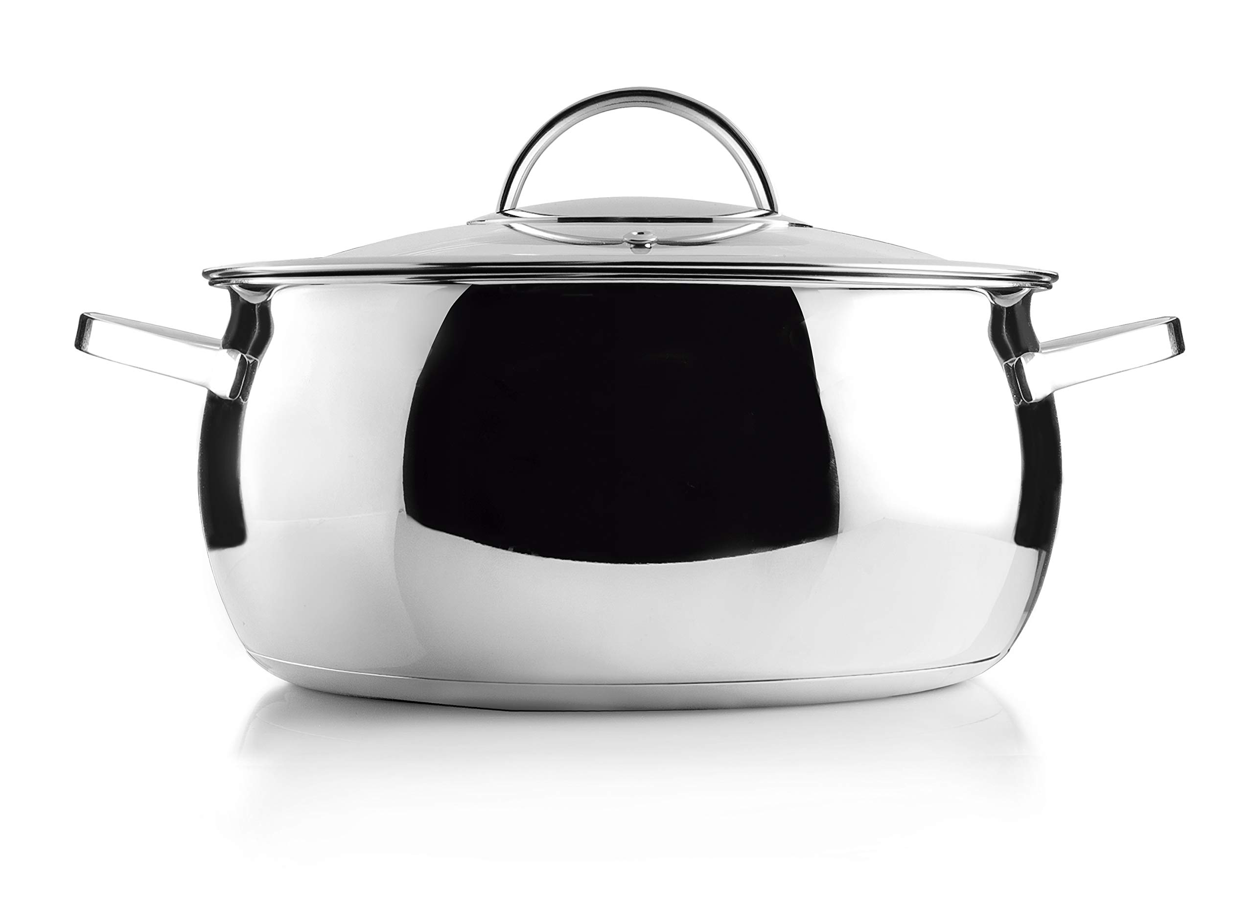 Lacor - Cacerola con tapa Belly [ Nuevo diseño ], Acero Inoxidable 18/10 | En acero inox 18/10, para guisos y cocciones uniformes; con 40 L de capacidad, versátil para tus preparaciones del día a día