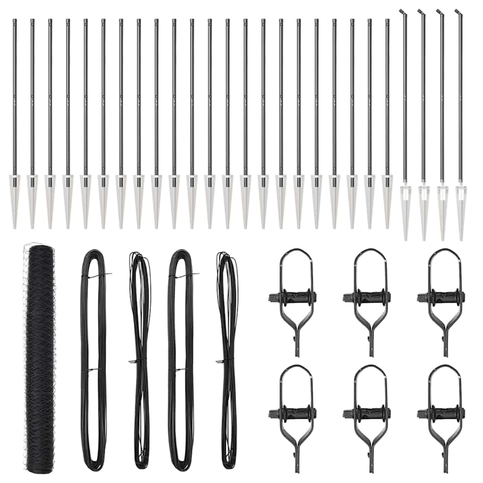 Gecheer Sechseckdrahtzaun Set, PVC-beschichteter Stahl mit 26 Pfosten und Spannern, Maschenweite 36x54-68mm, 50x1,2m for Garten Terrasse Hof Einfriedung