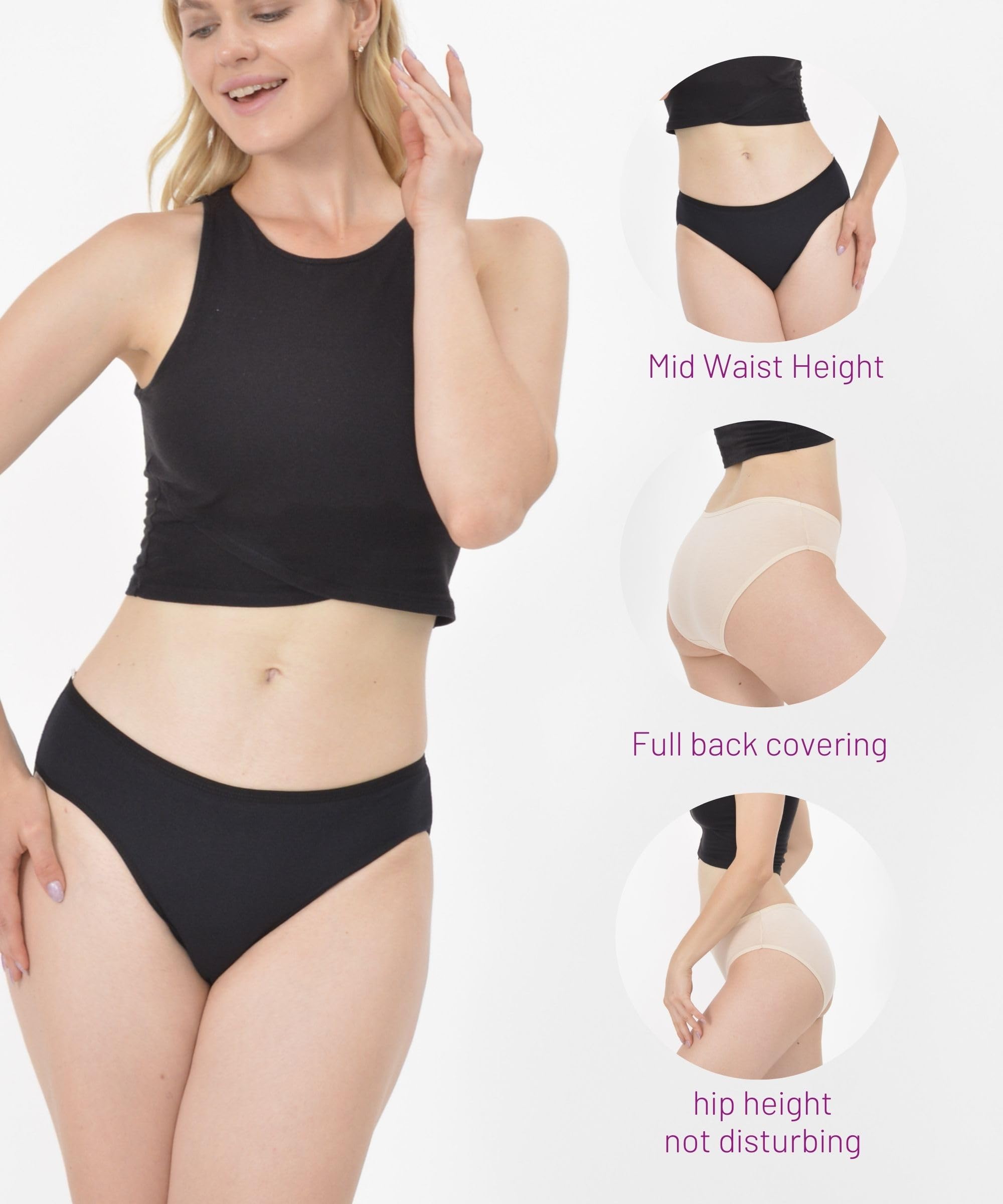 LadyMelex, Confezione da 5 Slip in Cotone da Donna Taglie Forti, a Vita Media e Alta, per Abbigliamento Casual
