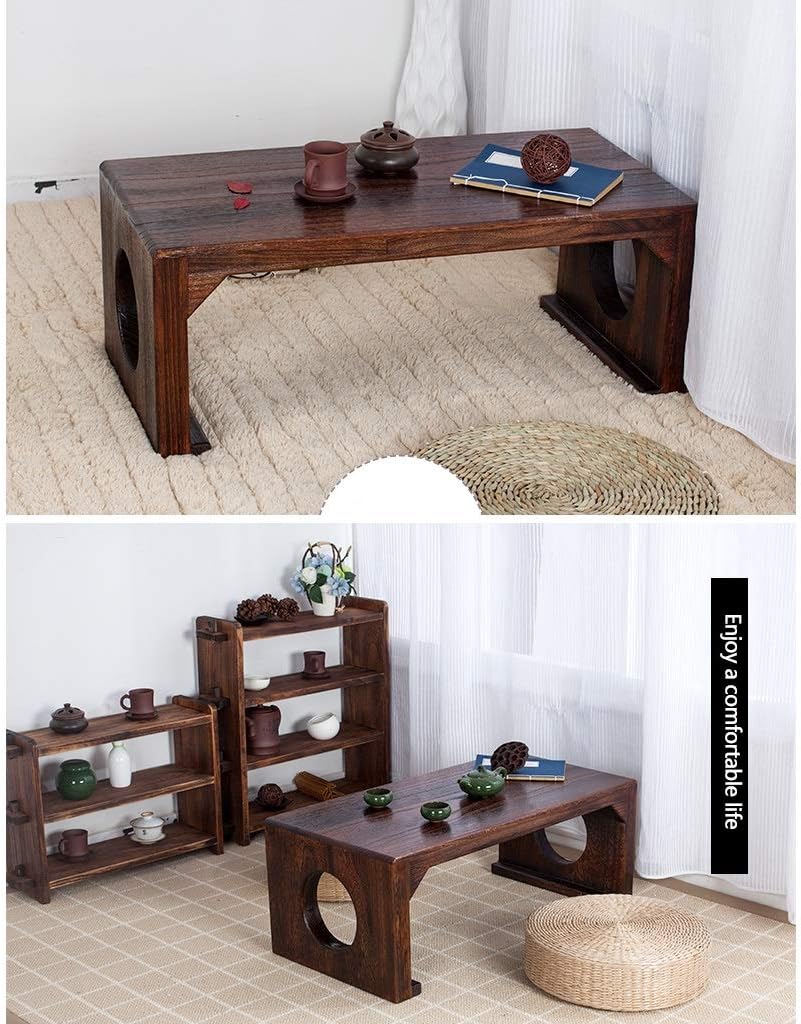 Solid Wood Guqin Table Small Window Table Learning Painting Table Small Breakfast Table Laptop Table (Color : Brown, Size : 80x40x30cm)