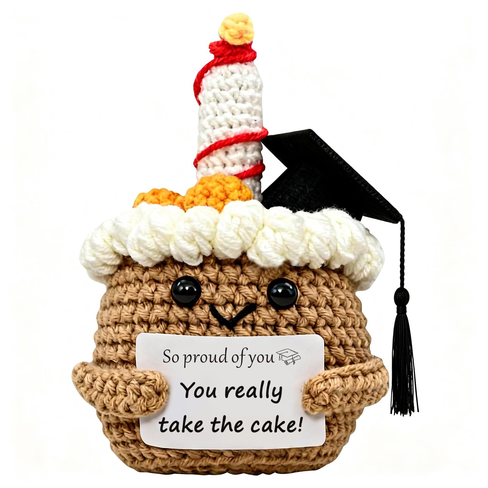 2026 Graduation Gifts for College High Middle Primary School Grads Funny Handmade Positive Crochet Cake Inspirational Graduate Present for Her Him Women Men Student from Mom Dad Teacher Birthday So proud of you
