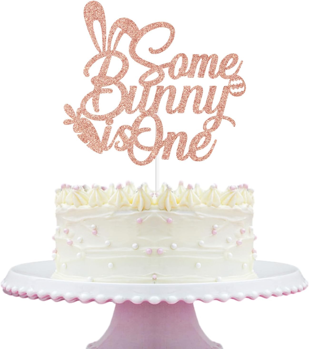 Some Bunny is One Cake Topper, Rabbit 1st Birthday, Easter Baby Shower Cake Decor, Spring Easter Theme 1st Birthday Party Decorations for Girls
