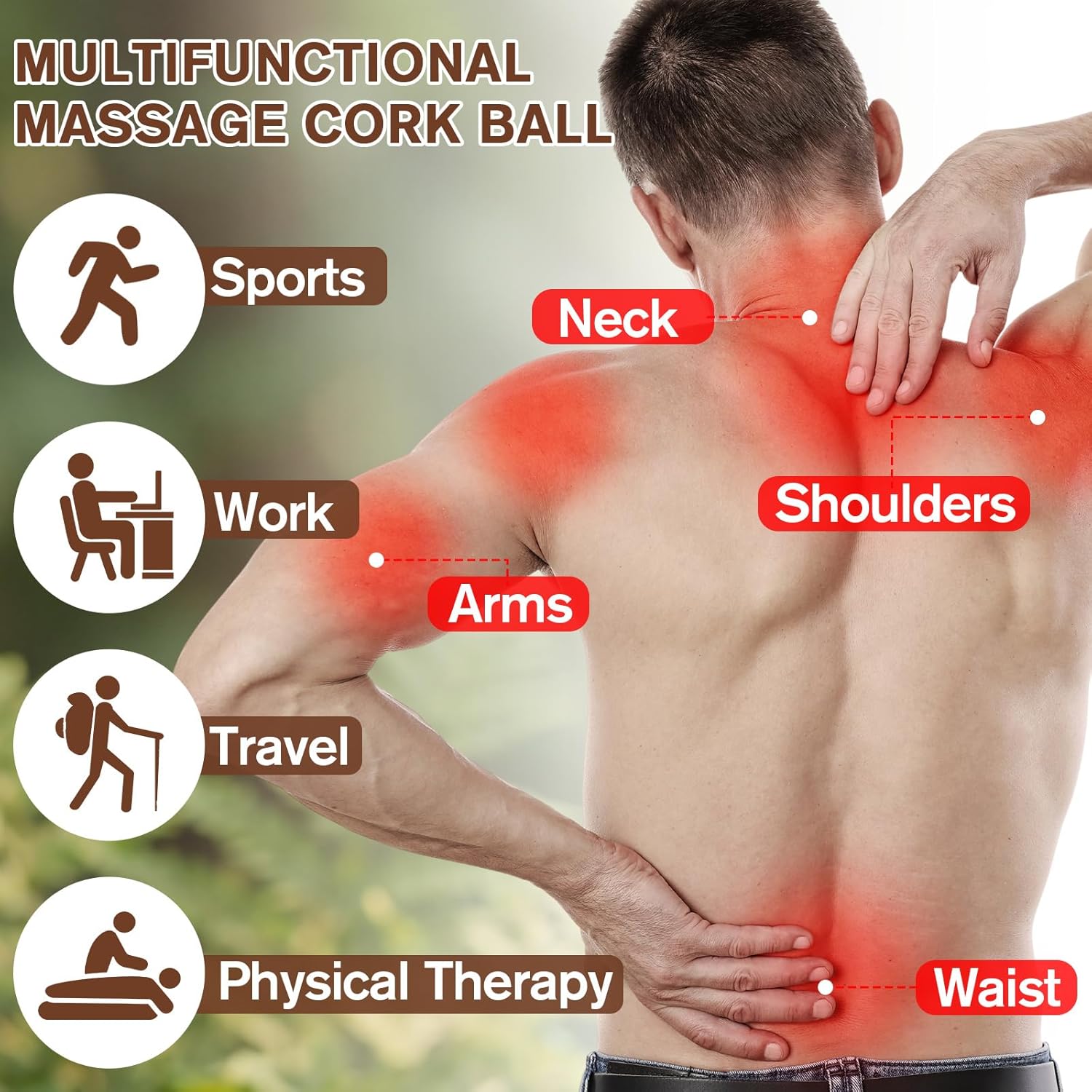 Novabright 100 Pack Cork Massage Ball 1.4 Inch Mini Myofascial Release Pressure Point Ball Lightweight Portable Deep Muscle Tissue Release Tool Acupressure Balls for Muscle Pain Relief, Yoga, Travel