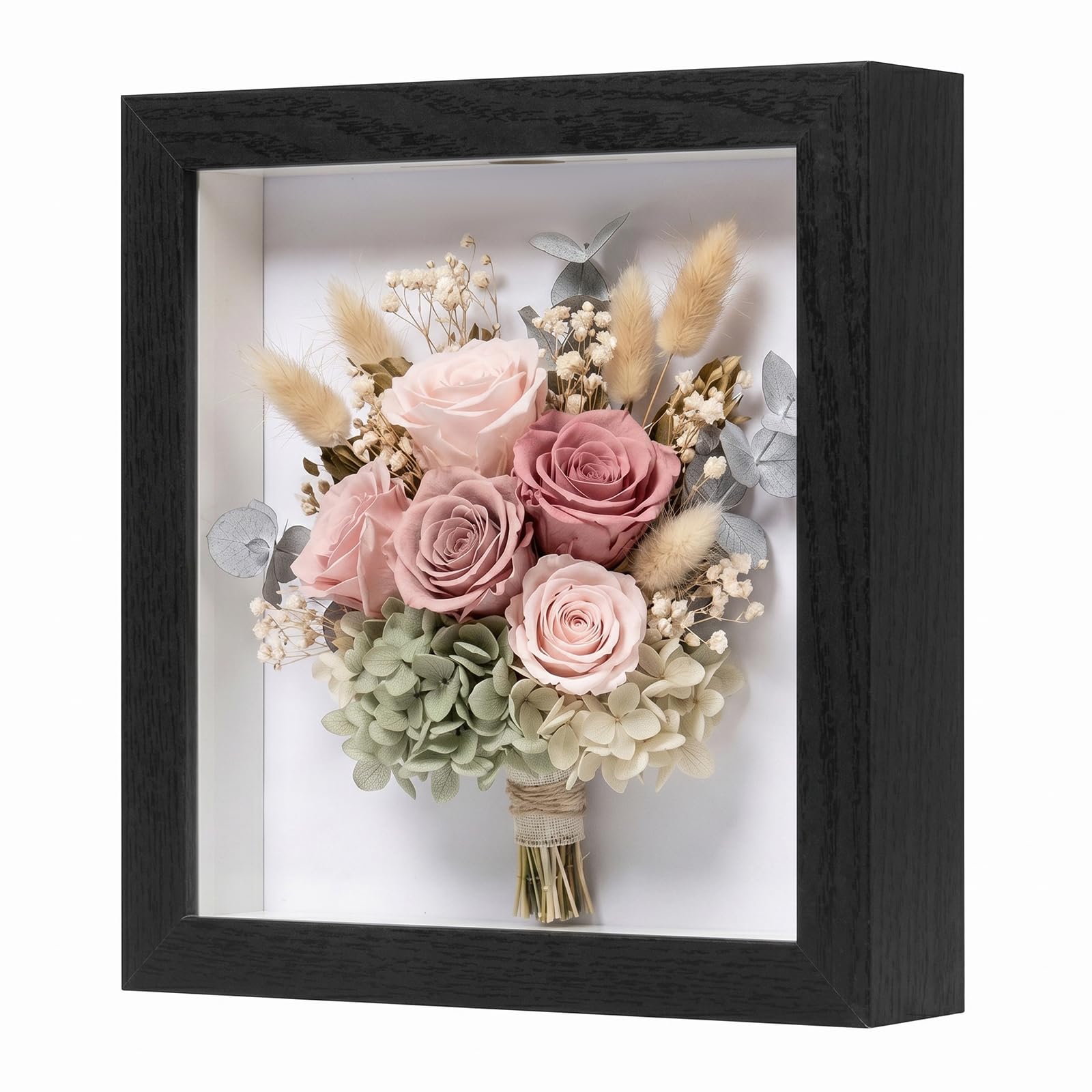 EUGAD Shadow Box Frame, 2 pack 8x8 in (20x20 cm) Deep Picture Frame, for Objects Up to 3 cm Thick, with Slot and PS Front, MDF Made, Freestanding/Wall Hanging, for Photos, Crafts, Medals, Black