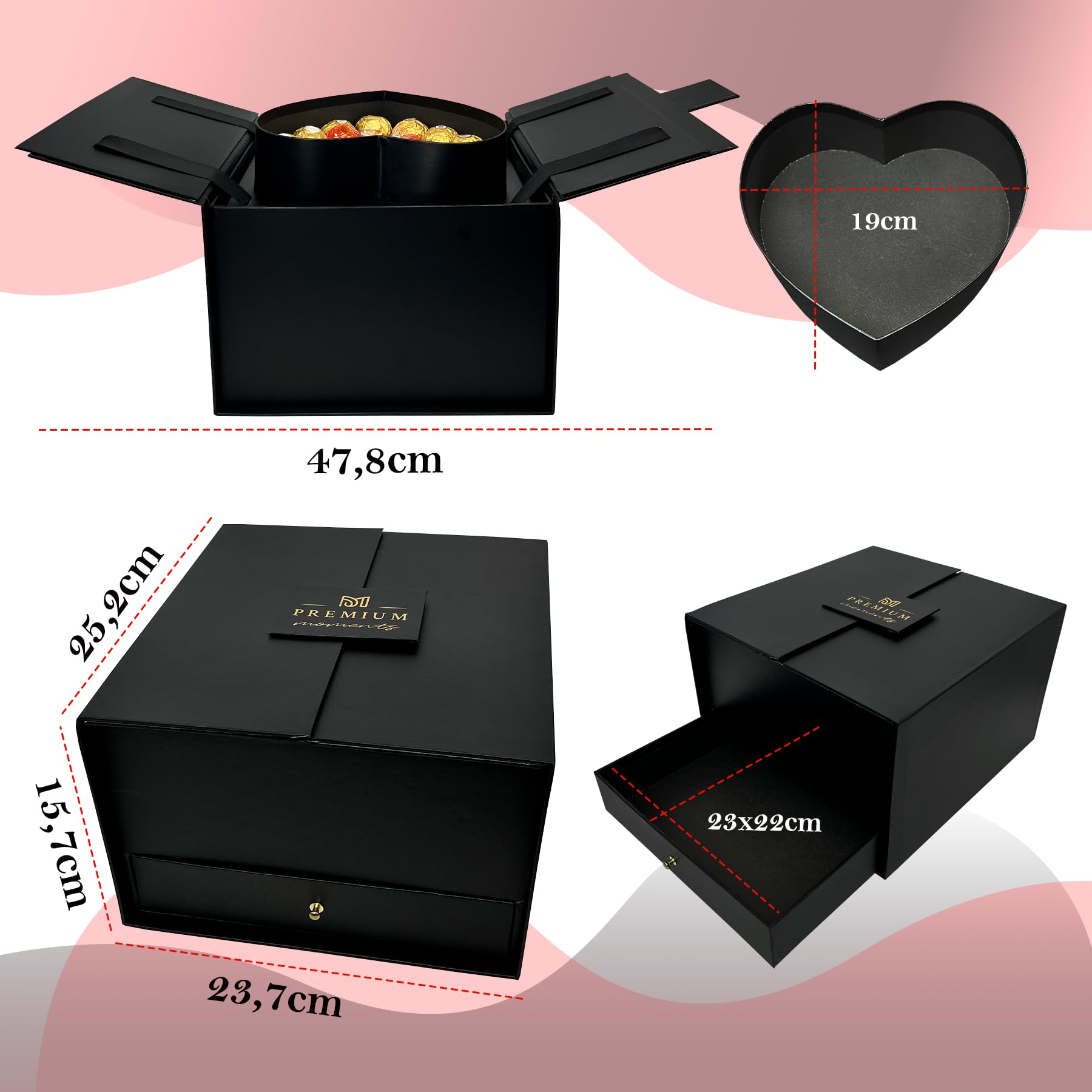 Schmuckkästchen Ferrero Premium Moments mit Über 35 Pralinen · Wiederverwendbare Pop-Up Geschenkbox mit Schokolade & Personalisierter Grußkarte