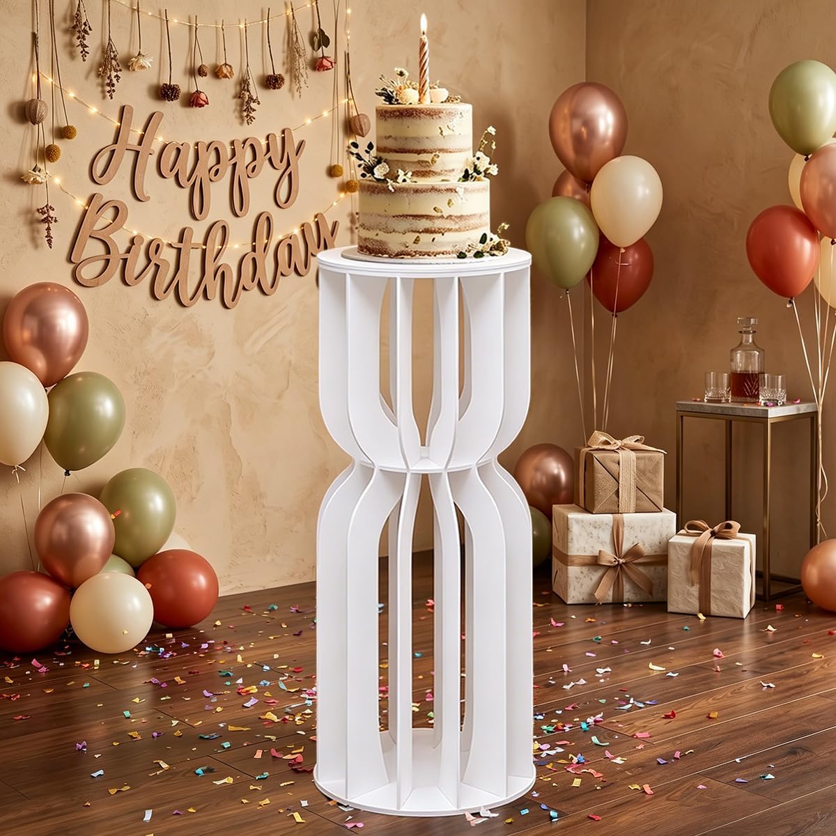 1 Pc Cylinder Stands for Party,White Cake Pedestal,Large Cake Stands, Cake Pedestal Stand,Cylinder Cakes Stand Display Stands for Birthday and Wedding Party Decorations