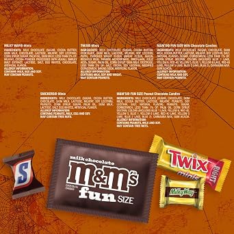 M&M'S, SNICKERS, TWIX & MILKY WAY Milk Chocolate Halloween Candy Variety Pack, 200 Ct Bulk Assorted Chocolate Candy Variety Pack