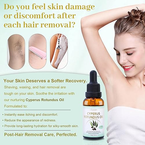 Miniatura 6 de Paquete de 3 aceites Cyperus Rotundus, aceite natural de Cyperus Rotundus para depilación, reduce el crecimiento no deseado del cabello, aceites