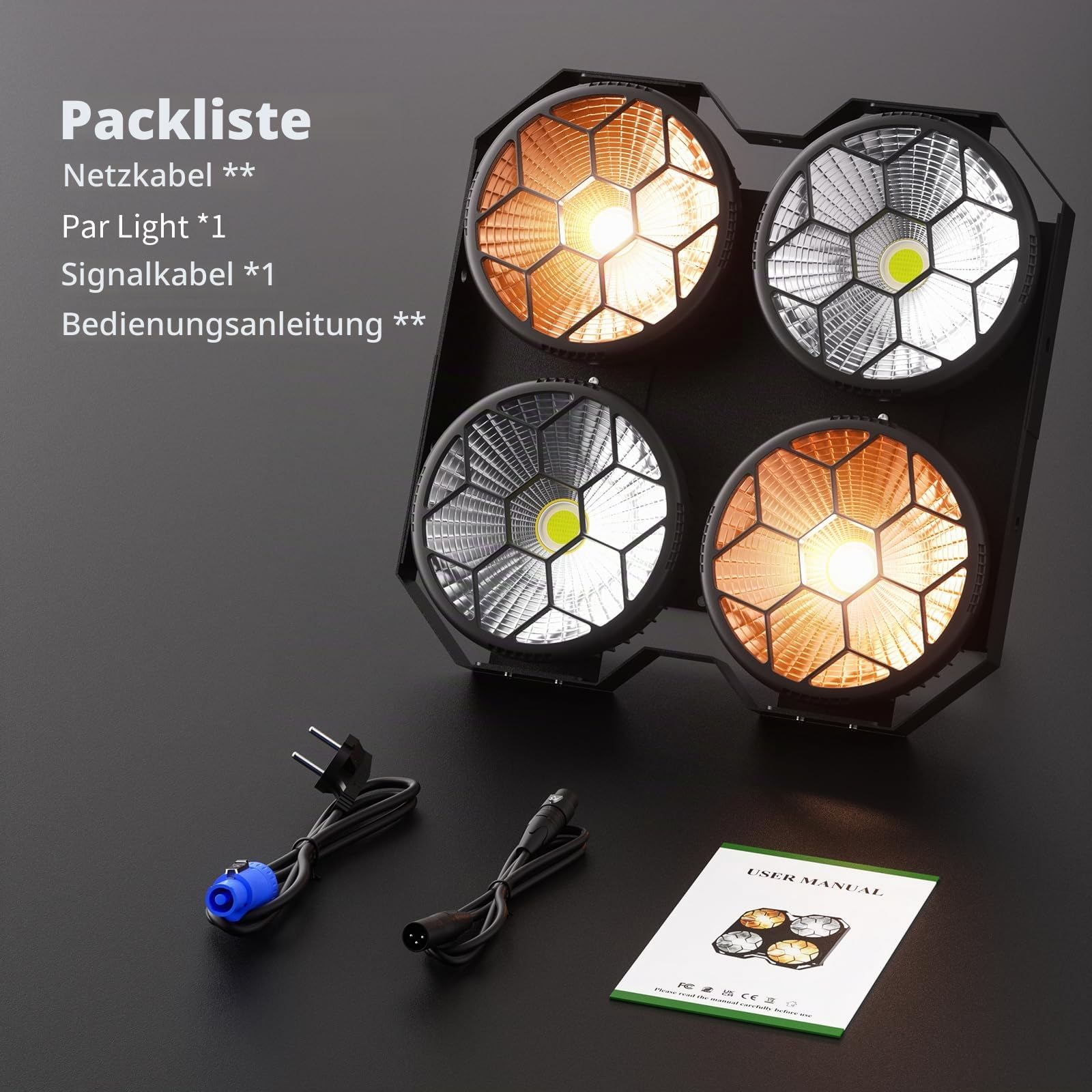 4x100W COB LED Par Licht 2 in 1 kalt Warmweiß Lichteffekte LED Par Strahler 3200-5600K Stroboskop 25+30 Lichteffekte Bühnenlicht für Bühne Kirche Club Party Lichttechnik