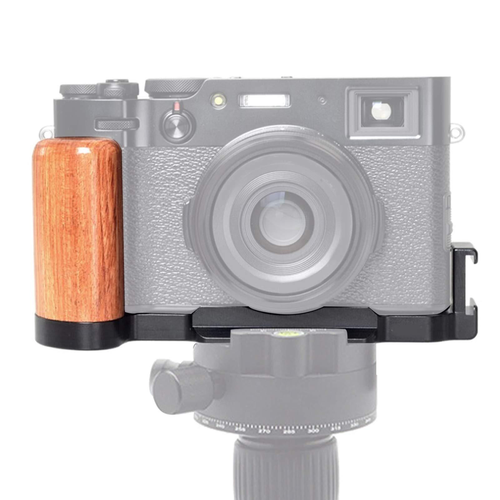 Goshyda Piastra a Sgancio Rapido, Piastra a Sgancio Rapido Portatile in Lega di Alluminio a Forma di L Manico in Legno con Porta per Scarpe Fredde, per Fuji X100V