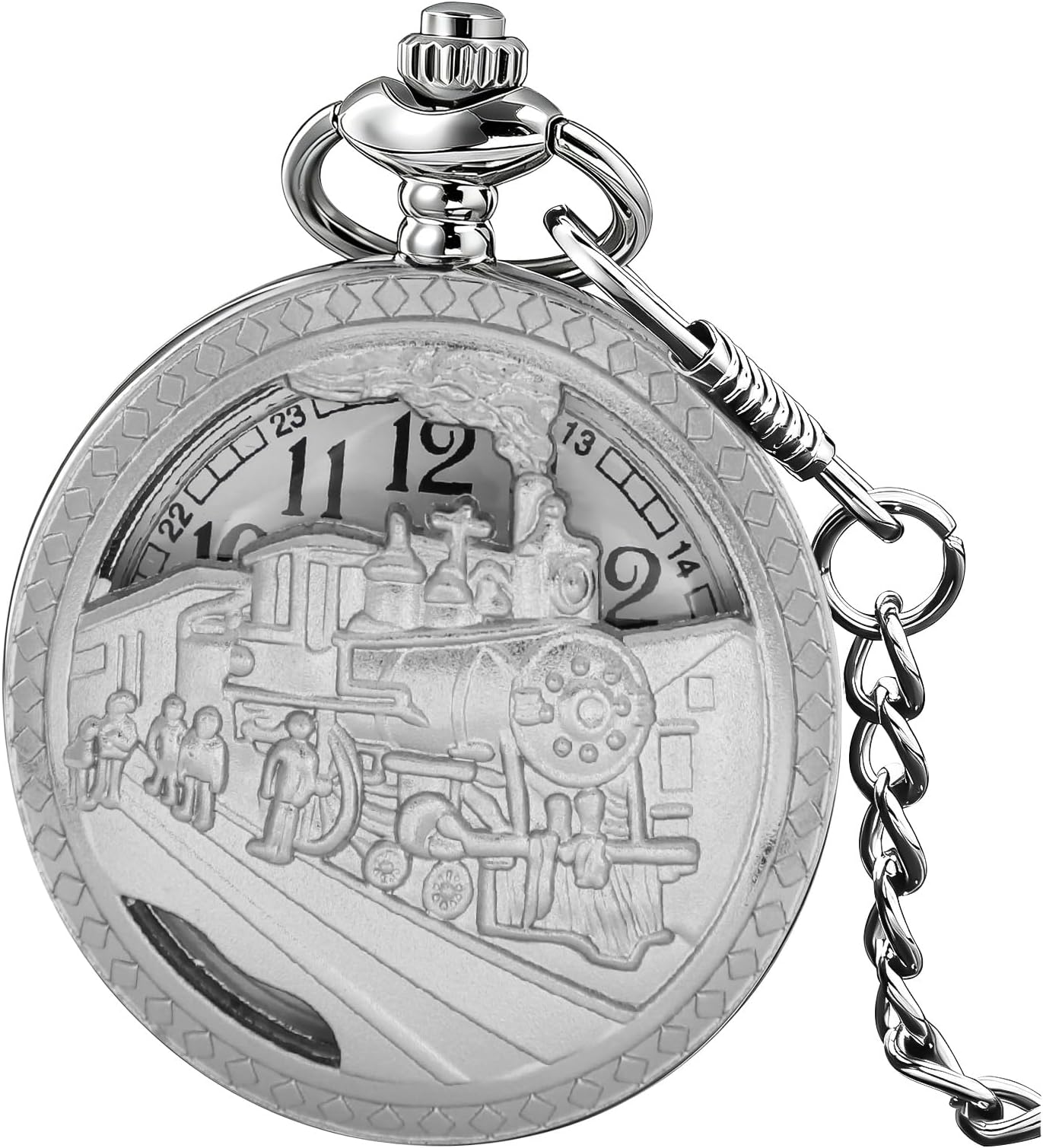 Tiong Vintage Punk Motorcycle Pocket Watch Quartz Bronze Steam Train Pocket Watch Men Women Gift for Christmas Birthday
