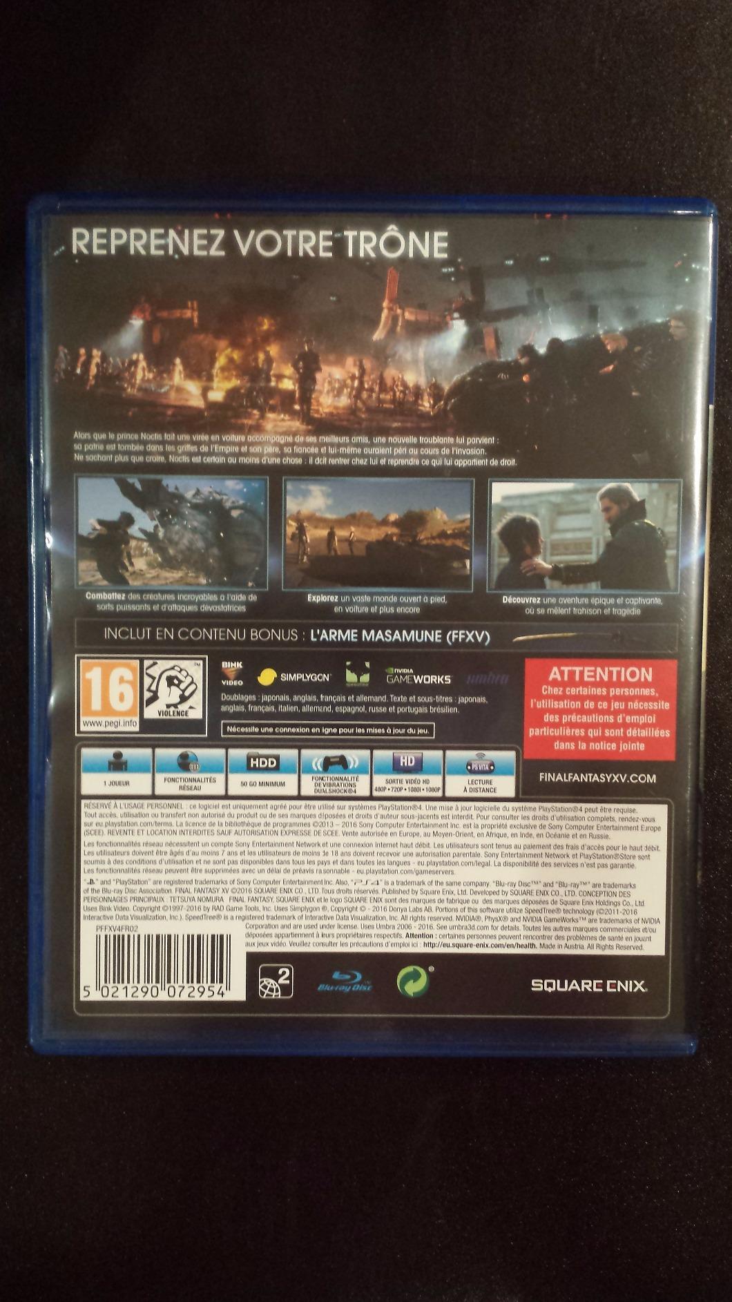Square Enix Final Fantasy XV Day One Edition Jeu PS4 pas cher