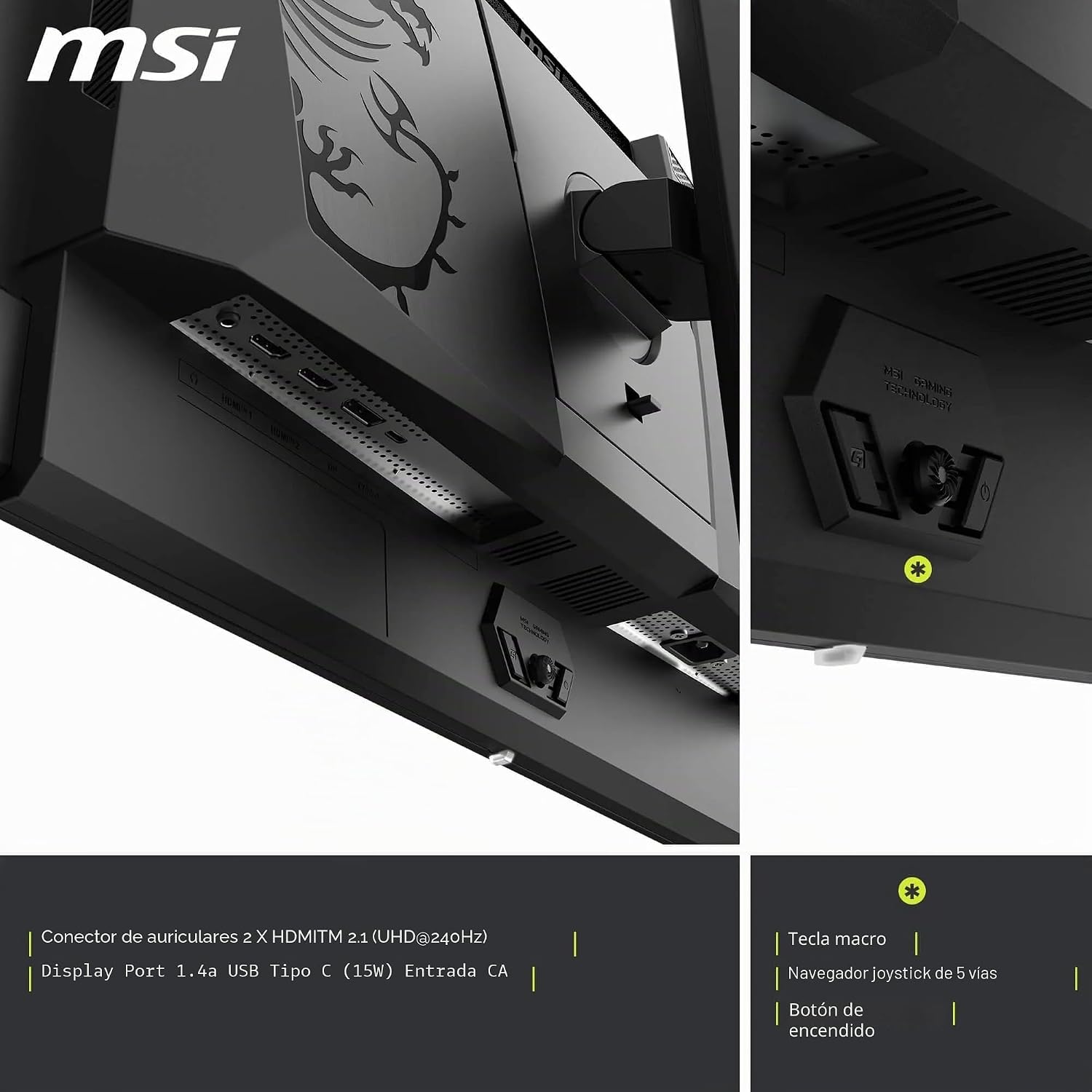 67,3 Cm (26.5″) 3840 X 2160 Pixel Msi 9s6-3cd79A-024 16:9 4k Ultra Hd Oled 0,03 Ms 240 Hz Hdr Displayport Hdmi Pivot Height Vesa (9s6-3cd79A-024) 7