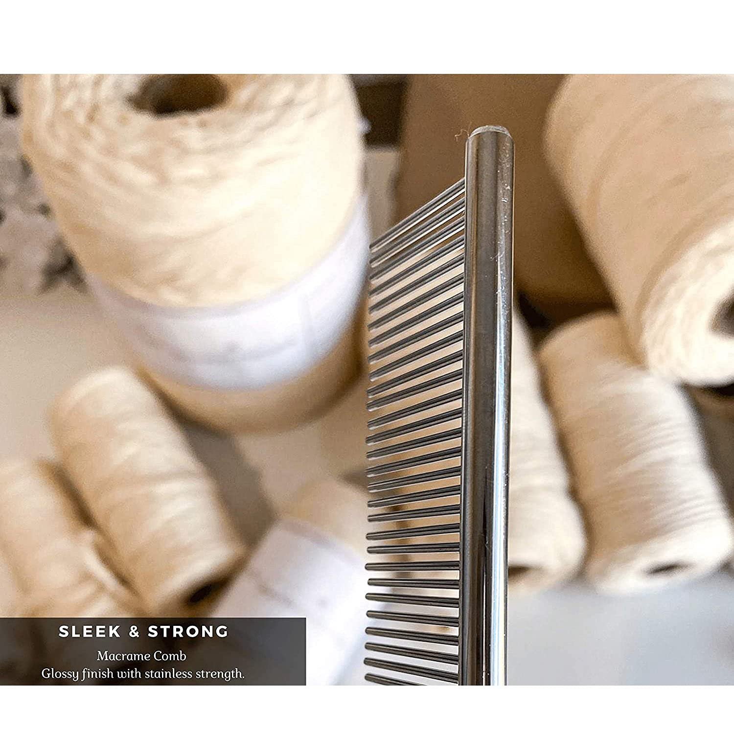 Hefddehy Pettine Per Frange Macramè In Acciaio Inossidabile, 16.5x3 Cm, Per Districare E Pettinare Corde Di Cotone